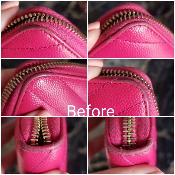 Authentic Pre-owned Yves Saint Laurent Grain De Poudre Zip Around Chevron Wallet - Picture 11 of 14